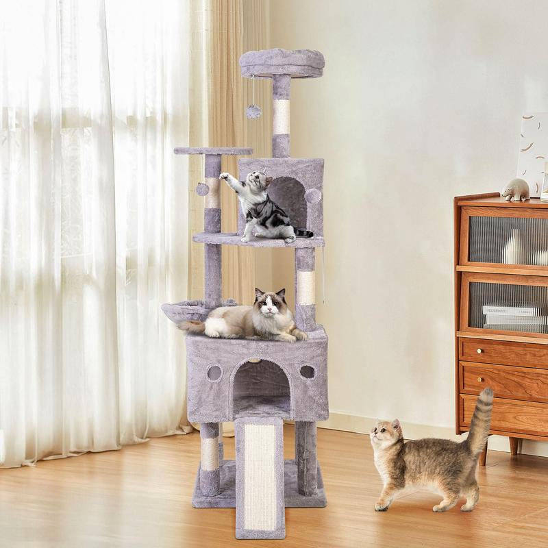 Anyask Cat Tree 42'' Cute Cat Tower Small Flower Cat Trees for Indoor Cat Condo with Hanging Toys Pink Large Top Perch for Kittens and Adults Cats