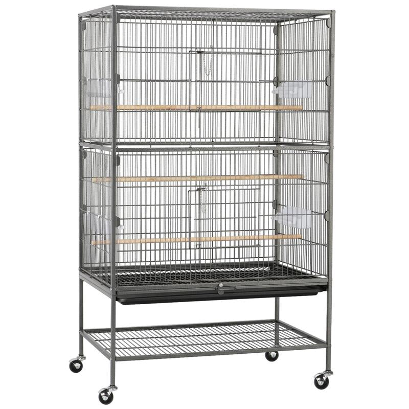 Yaheetech 52" H Large Rolling Parrot Cage for Lovebirds and Cockatoos - Ultimate Comfort with 3 Perches, 4 Feeders, and Extra Storage!