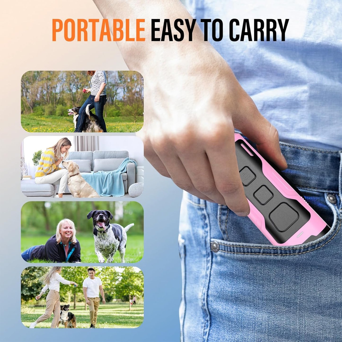Dog Bark Deterrent Devices for Own or Neighbor'S Dog Ultrasonic Dog Training Device Safe & Effective Portable anti Barking Device for Dogs Indoor Outdoor Use Pink