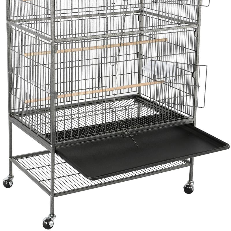 Yaheetech 52" H Large Rolling Parrot Cage for Lovebirds and Cockatoos - Ultimate Comfort with 3 Perches, 4 Feeders, and Extra Storage!