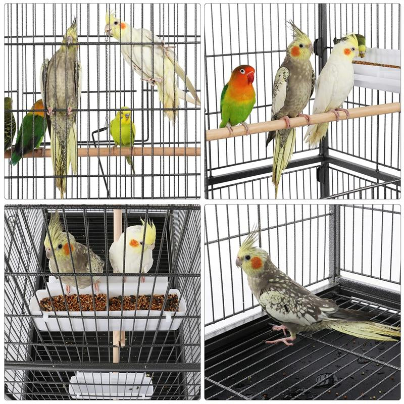 Yaheetech 52" H Large Rolling Parrot Cage for Lovebirds and Cockatoos - Ultimate Comfort with 3 Perches, 4 Feeders, and Extra Storage!