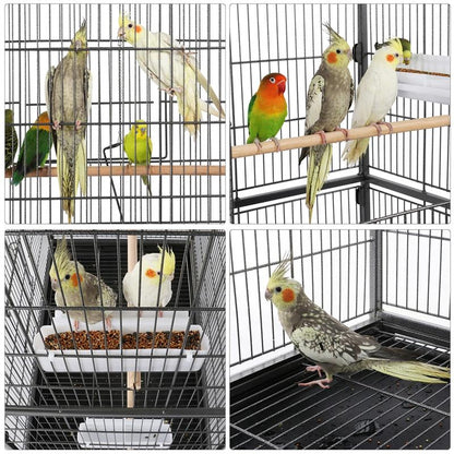 Yaheetech 52" H Large Rolling Parrot Cage for Lovebirds and Cockatoos - Ultimate Comfort with 3 Perches, 4 Feeders, and Extra Storage!