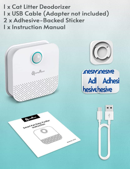 Cat Litter Deodorizer, Rechargeable 4000Mah Odor Eliminator Cat Litter Box, Dust-Free, 14-Day Battery Life, No Consumables