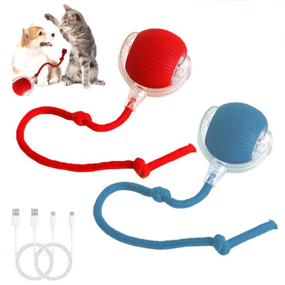 Gift for Pets, Electric Cat Toy Ball with Rope, Interactive Cat Teaser Toy, Automatic Rolling Ball Toy, Pet Supplies, Dog & Cat Accessories, Valentine'S Day Gift