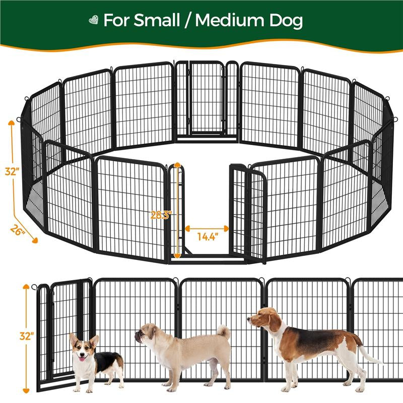 【#Fathersdaygift】Yaheetech Dog Playpen 6/8/12/16 Panels Metal Pet Playpen, Outdoor Indoor Dog Exercise Barrier Fence, 24/32/40/47 Inch