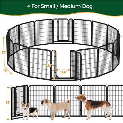 【#Fathersdaygift】Yaheetech Dog Playpen 6/8/12/16 Panels Metal Pet Playpen, Outdoor Indoor Dog Exercise Barrier Fence, 24/32/40/47 Inch