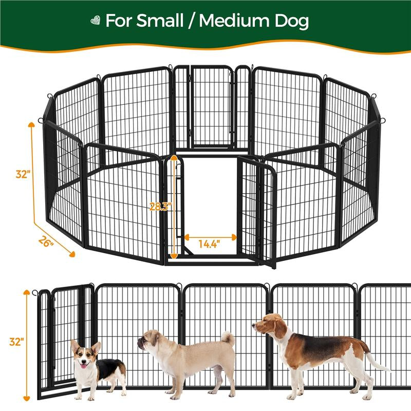 【#Fathersdaygift】Yaheetech Dog Playpen 6/8/12/16 Panels Metal Pet Playpen, Outdoor Indoor Dog Exercise Barrier Fence, 24/32/40/47 Inch