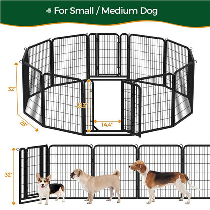 【#Fathersdaygift】Yaheetech Dog Playpen 6/8/12/16 Panels Metal Pet Playpen, Outdoor Indoor Dog Exercise Barrier Fence, 24/32/40/47 Inch