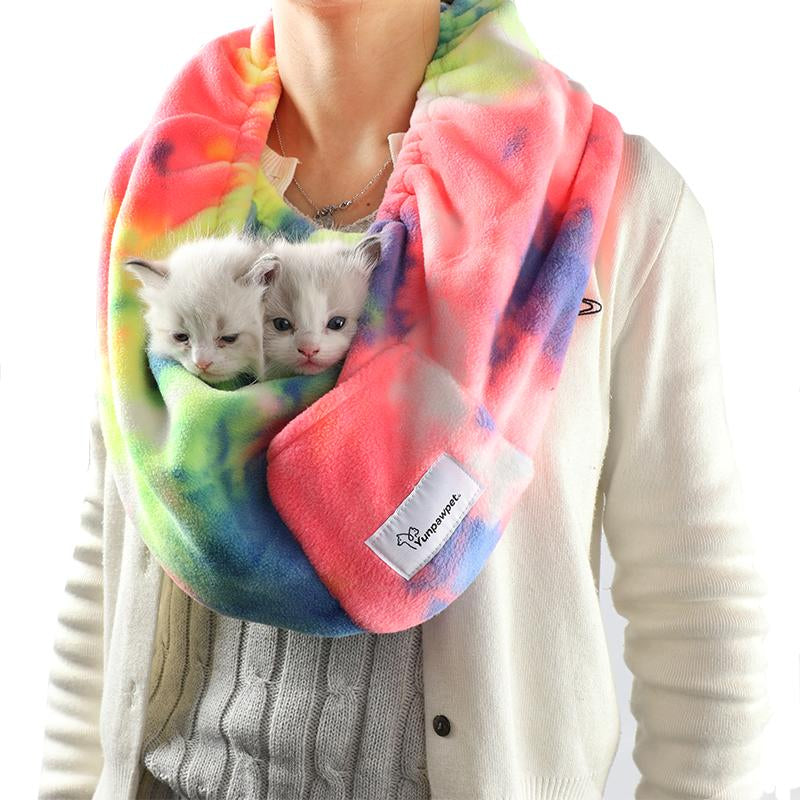 Yunpawpet Small Cat Sling Carrier Pet Bonding Scarf - Handsfree Pet Carrier Pouch for Newborn Kittens, Hedgehogs, Sugar Gliders, Squirrels, Ferrets, Parrots, Birds, Reptiles Etc.