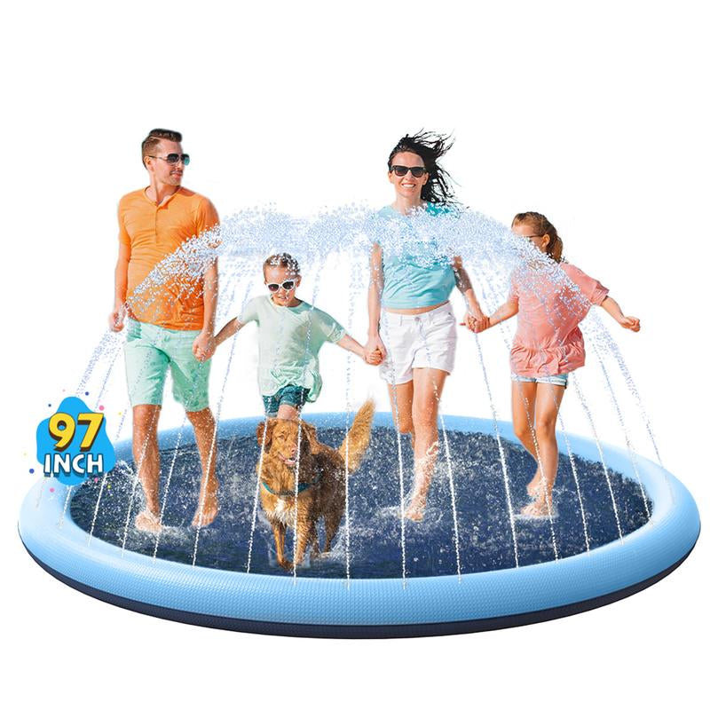 VISTOP Splash Pad for Dogs, Non-Slip Texture Design Thicken Inflatable Sprinkler Pool Outdoor Water Toys, Inflatable Water Spray Pad, Fun Backyard Fountain Play Mat for Girls Boys or Dogs