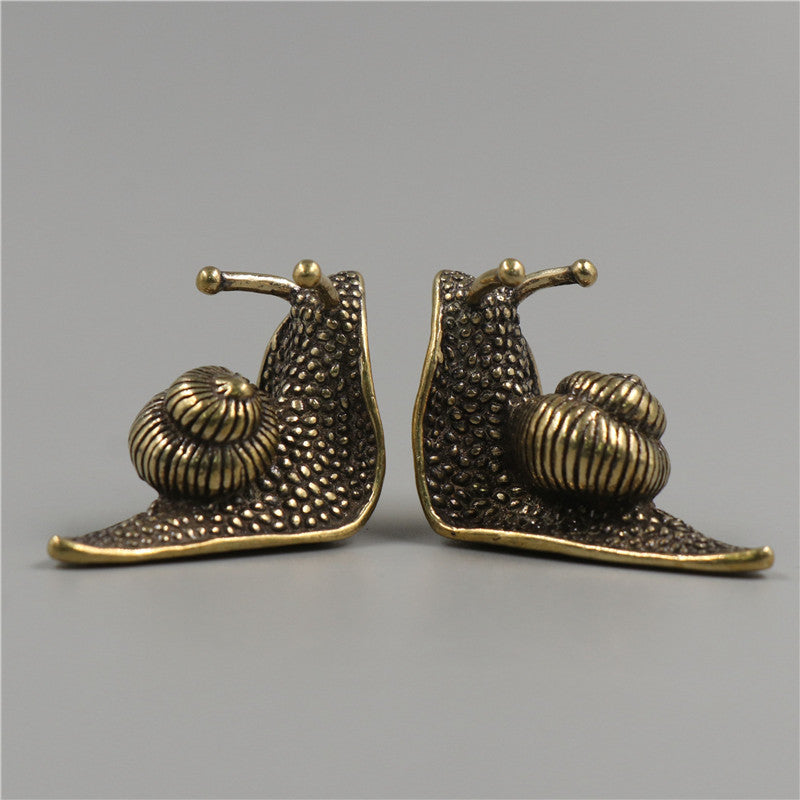 Brass Tea Pet Snail Decoration Pure Copper Paperweight Solid Core to Do Old Artifact