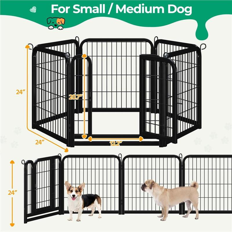 【#Fathersdaygift】Yaheetech Dog Playpen 6/8/12/16 Panels Metal Pet Playpen, Outdoor Indoor Dog Exercise Barrier Fence, 24/32/40/47 Inch