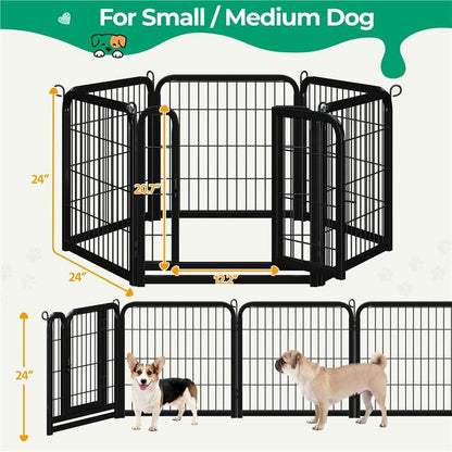 【#Fathersdaygift】Yaheetech Dog Playpen 6/8/12/16 Panels Metal Pet Playpen, Outdoor Indoor Dog Exercise Barrier Fence, 24/32/40/47 Inch
