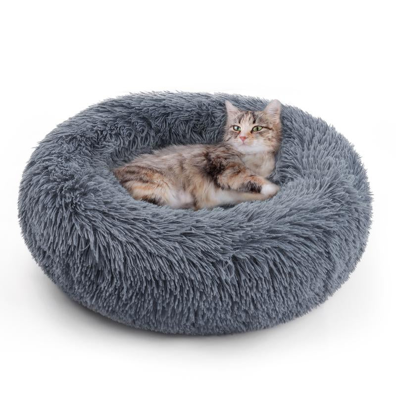 Rabbitgoo Cat Beds for Indoor Cats, 20 Inches Cat Bed Machine Washable, Fluffy round Pet Bed Non-Slip, Calming Soft Plush Donut Cuddler Cushion Self Warming for Small Dogs Kittens,West 18