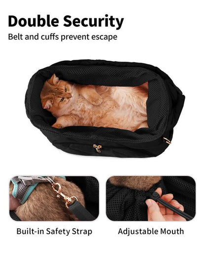 Pet Carrier Sling Puppy Carrier with Storage Pocket, Fluffy Quilted Breathable for Carry Small Dogs Cats with Travel Safety Harness
