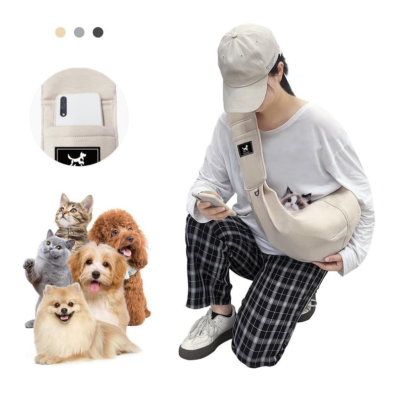 Dog & Cat Sling for Small and Medium Pets up to 15 Lbs with Comfortable Adjustable Padded Shoulder Breathable Carrier Pet Portable Travel Bag