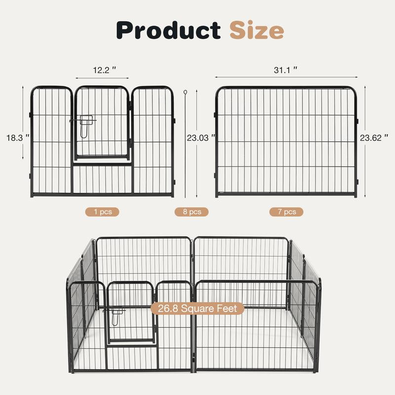 Sweet Furniture S - Pet Supplies Dog Playpen Indoor - Pet Fence Exercise Pen for Yard Gate 8 /16 Panels Foldable Puppy Crates with Doors Metal Dog Pen