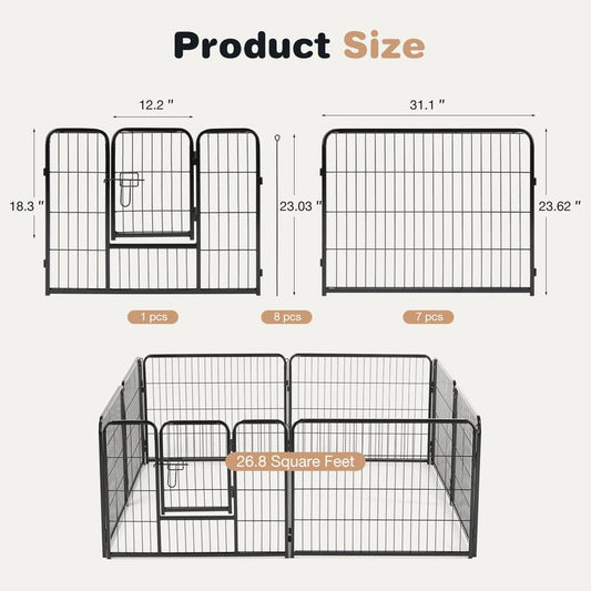 Sweet Furniture S - Pet Supplies Dog Playpen Indoor - Pet Fence Exercise Pen for Yard Gate 8 /16 Panels Foldable Puppy Crates with Doors Metal Dog Pen