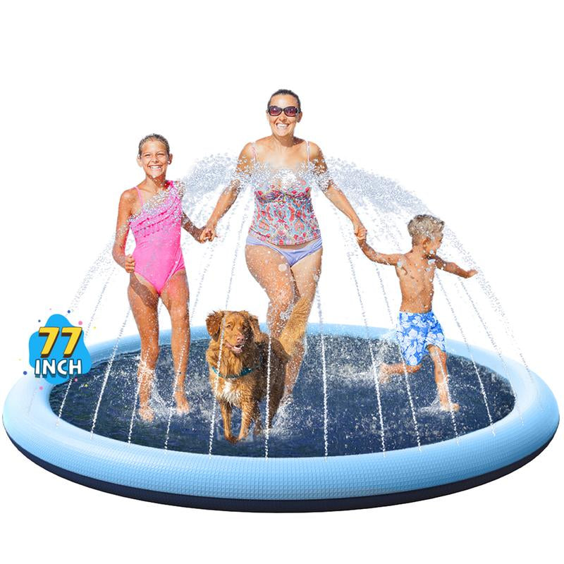 VISTOP Splash Pad for Dogs, Non-Slip Texture Design Thicken Inflatable Sprinkler Pool Outdoor Water Toys, Inflatable Water Spray Pad, Fun Backyard Fountain Play Mat for Girls Boys or Dogs