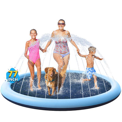 VISTOP Splash Pad for Dogs, Non-Slip Texture Design Thicken Inflatable Sprinkler Pool Outdoor Water Toys, Inflatable Water Spray Pad, Fun Backyard Fountain Play Mat for Girls Boys or Dogs