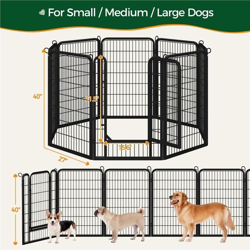 【#Fathersdaygift】Yaheetech Dog Playpen 6/8/12/16 Panels Metal Pet Playpen, Outdoor Indoor Dog Exercise Barrier Fence, 24/32/40/47 Inch