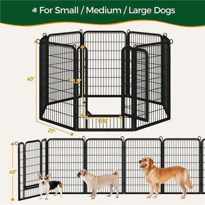 【#Fathersdaygift】Yaheetech Dog Playpen 6/8/12/16 Panels Metal Pet Playpen, Outdoor Indoor Dog Exercise Barrier Fence, 24/32/40/47 Inch