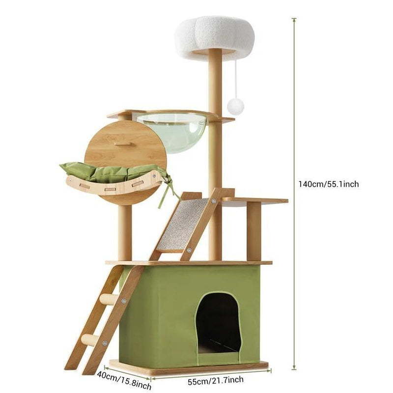 Anyask Cat Tree 42'' Cute Cat Tower Small Flower Cat Trees for Indoor Cat Condo with Hanging Toys Pink Large Top Perch for Kittens and Adults Cats