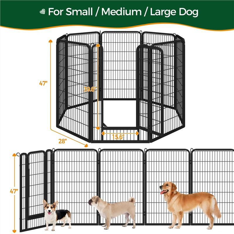 【#Fathersdaygift】Yaheetech Dog Playpen 6/8/12/16 Panels Metal Pet Playpen, Outdoor Indoor Dog Exercise Barrier Fence, 24/32/40/47 Inch