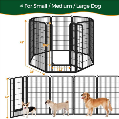 【#Fathersdaygift】Yaheetech Dog Playpen 6/8/12/16 Panels Metal Pet Playpen, Outdoor Indoor Dog Exercise Barrier Fence, 24/32/40/47 Inch