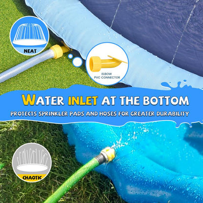 VISTOP Splash Pad for Dogs, Non-Slip Texture Design Thicken Inflatable Sprinkler Pool Outdoor Water Toys, Inflatable Water Spray Pad, Fun Backyard Fountain Play Mat for Girls Boys or Dogs