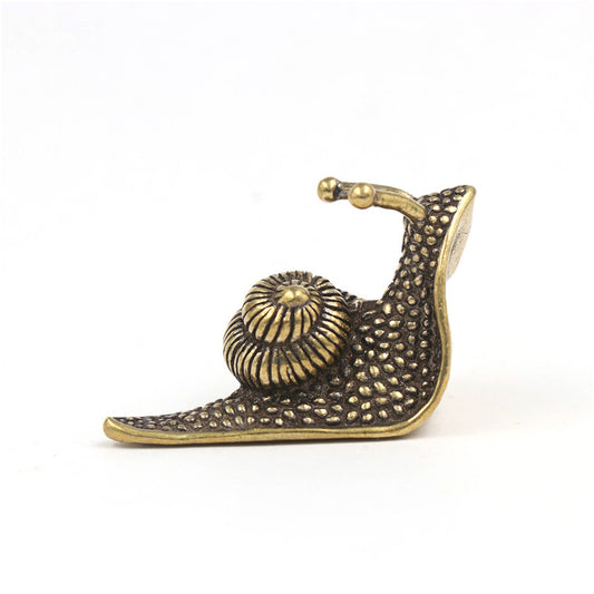 Brass Tea Pet Snail Decoration Pure Copper Paperweight Solid Core to Do Old Artifact