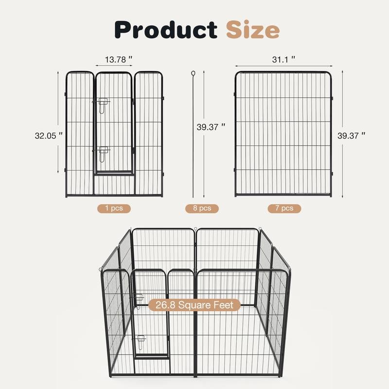 Sweet Furniture S - Pet Supplies Dog Playpen Indoor - Pet Fence Exercise Pen for Yard Gate 8 /16 Panels Foldable Puppy Crates with Doors Metal Dog Pen