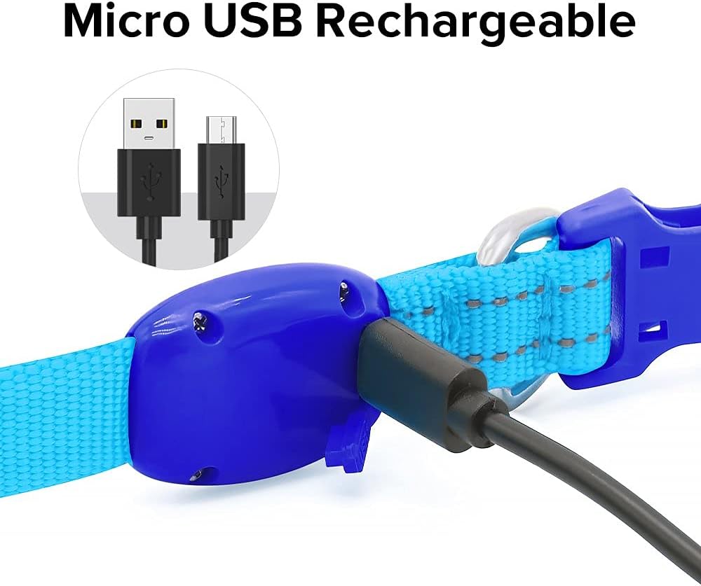Light up Dog Collar - Reflective LED Dog Collar Rechargeable Glowing Cat Collars Adjustable Puppy Collar Safety Dog Lights for Night Walking (Blue, XS)