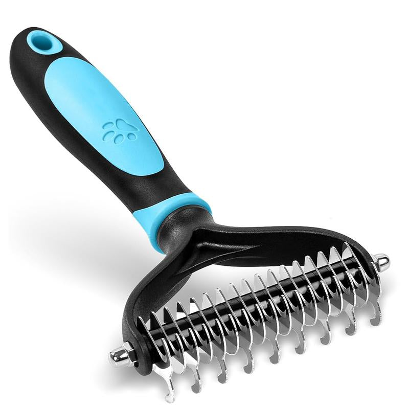 Pet Grooming Brush, 2 Sided Undercoat Dog Grooming Rakes, Perfect Long Fur Remove Tangles, Mats, Knots - Shedding Dematting Rake Comb for Dogs & Cats