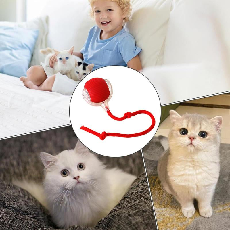 Gift for Pets, Electric Cat Toy Ball with Rope, Interactive Cat Teaser Toy, Automatic Rolling Ball Toy, Pet Supplies, Dog & Cat Accessories, Valentine'S Day Gift