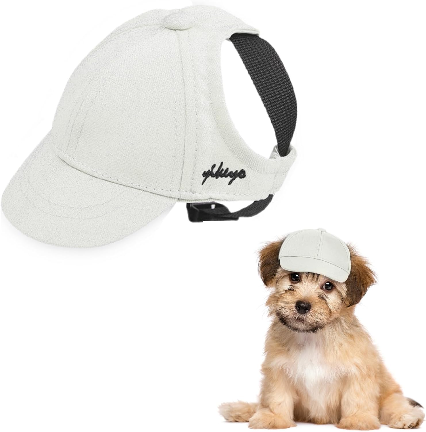 Dog Baseball Caps Hats with Neck Strap Adjustable Ear Holes for Small Dogs in Outdoor Sun Protection, Pet Casual Cap Visor Sunbonnet with Ear Holes, Summer Travel Sport Hat Outfit