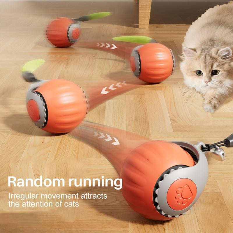 Electric Cat Toy Ball with Rope, Rechargeable Dog Ball Toy, Interactive Cat Teaser Toy, Automatic Rolling Ball Toy, Gift for Pets, Pet Supplies, Dog & Cat Accessories