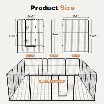 Sweet Furniture S - Pet Supplies Dog Playpen Indoor - Pet Fence Exercise Pen for Yard Gate 8 /16 Panels Foldable Puppy Crates with Doors Metal Dog Pen