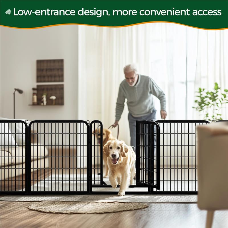 【#Fathersdaygift】Yaheetech Dog Playpen 6/8/12/16 Panels Metal Pet Playpen, Outdoor Indoor Dog Exercise Barrier Fence, 24/32/40/47 Inch