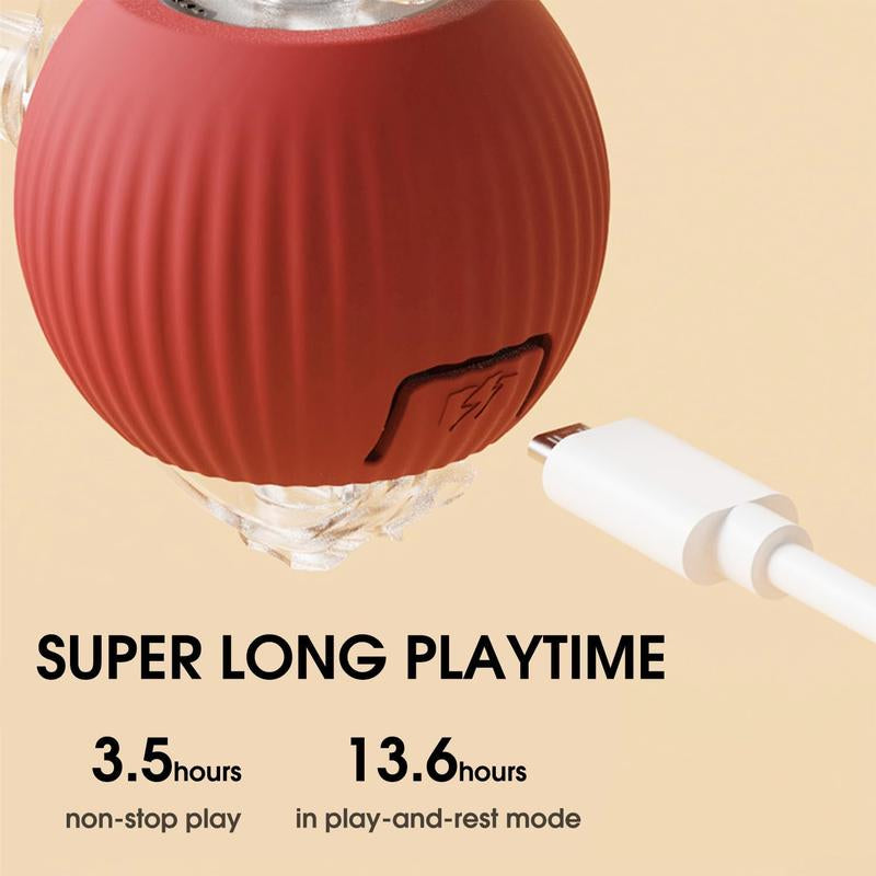 Gift for Pets, Electric Cat Toy Ball with Rope, Interactive Cat Teaser Toy, Automatic Rolling Ball Toy, Pet Supplies, Dog & Cat Accessories, Valentine'S Day Gift