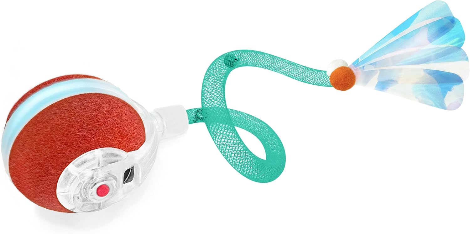 Interactive Cat Toys for Indoor Cats,The 3Rd Generation Agile Moving Cat Ball with Elastic Mesh Tail,Automatic Kitten Toys for Bored Indoor Adult Cats,Motion Activated