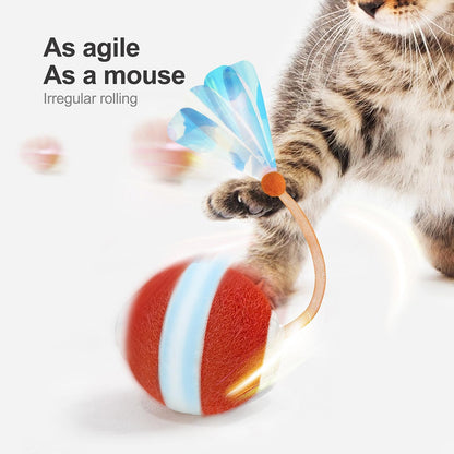 Interactive Cat Toys for Indoor Cats,The 3Rd Generation Agile Moving Cat Ball with Elastic Mesh Tail,Automatic Kitten Toys for Bored Indoor Adult Cats,Motion Activated