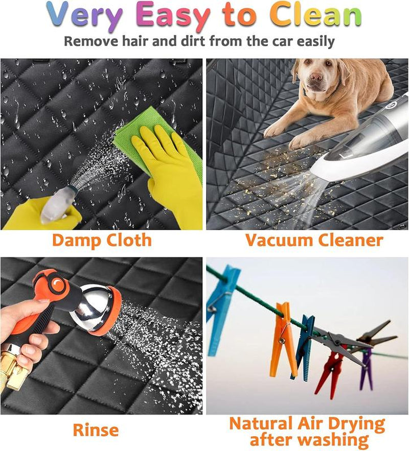 [On Sale!]Dog Car Seat Cover, Waterproof Scratchproof Hammock W/ 4 Storage Bags Side Flaps, Washable Nonslip Backseat Protector for Cars,Trucks,Suvs.