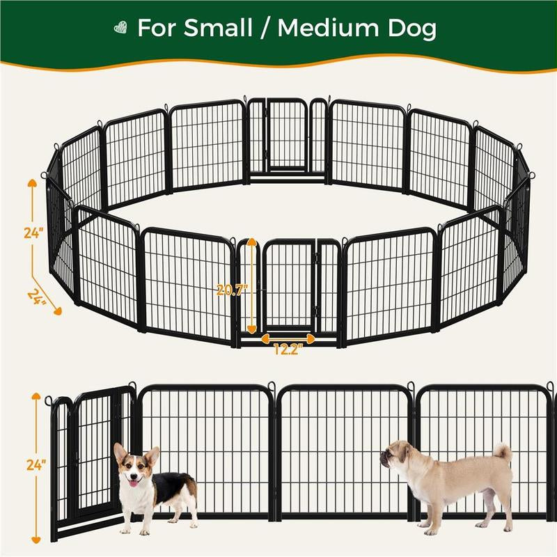 【#Fathersdaygift】Yaheetech Dog Playpen 6/8/12/16 Panels Metal Pet Playpen, Outdoor Indoor Dog Exercise Barrier Fence, 24/32/40/47 Inch