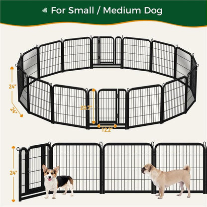 【#Fathersdaygift】Yaheetech Dog Playpen 6/8/12/16 Panels Metal Pet Playpen, Outdoor Indoor Dog Exercise Barrier Fence, 24/32/40/47 Inch