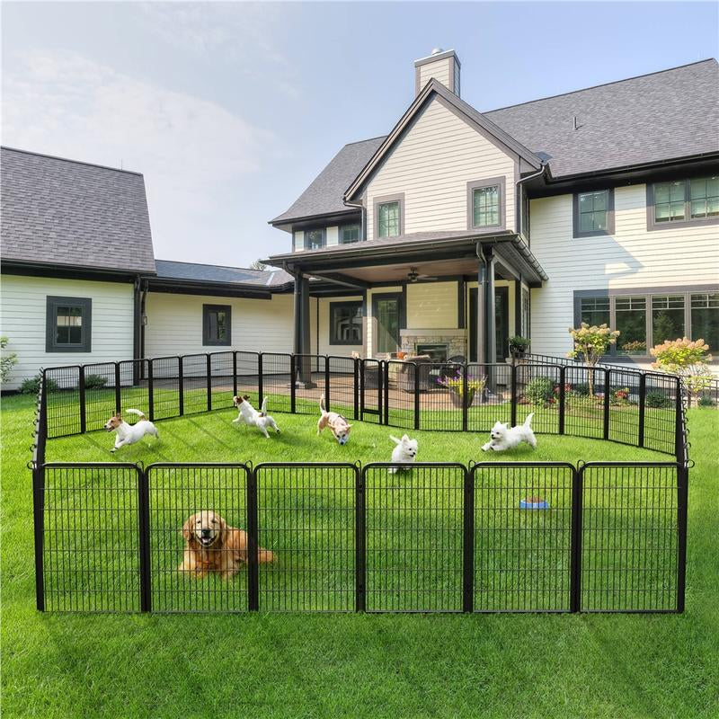 【#Fathersdaygift】Yaheetech Dog Playpen 6/8/12/16 Panels Metal Pet Playpen, Outdoor Indoor Dog Exercise Barrier Fence, 24/32/40/47 Inch