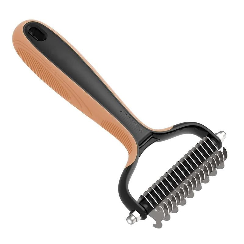 Pet Grooming Brush, 2 Sided Undercoat Dog Grooming Rakes, Perfect Long Fur Remove Tangles, Mats, Knots - Shedding Dematting Rake Comb for Dogs & Cats