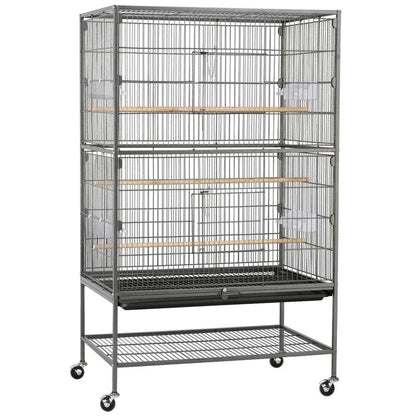 Yaheetech 52" H Large Rolling Parrot Cage for Lovebirds and Cockatoos - Ultimate Comfort with 3 Perches, 4 Feeders, and Extra Storage!