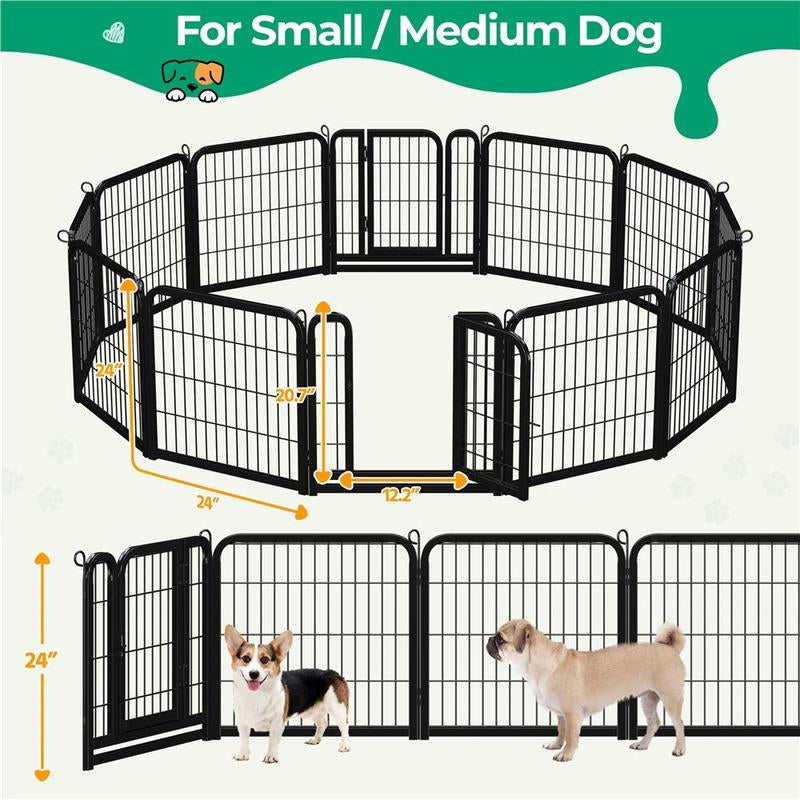 【#Fathersdaygift】Yaheetech Dog Playpen 6/8/12/16 Panels Metal Pet Playpen, Outdoor Indoor Dog Exercise Barrier Fence, 24/32/40/47 Inch