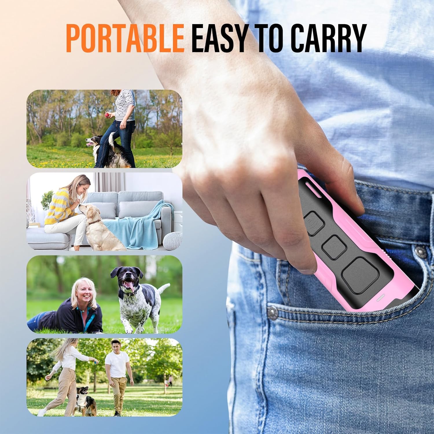 Dog Bark Deterrent Devices for Own or Neighbor'S Dog Ultrasonic Dog Training Device Safe & Effective Portable anti Barking Device for Dogs Indoor Outdoor Use Pink